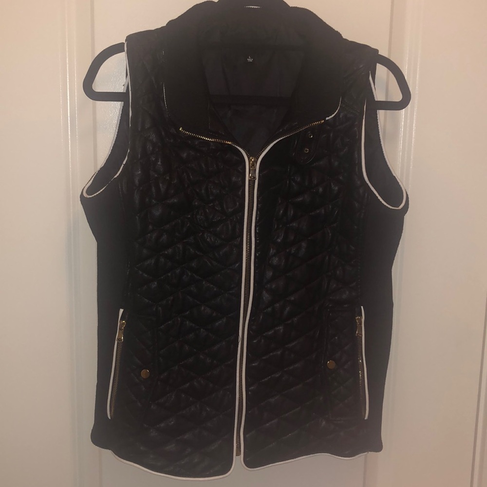 Black Quilted Leather Vest